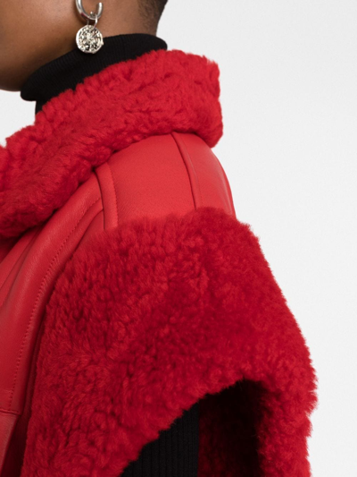 Philipp Plein Gothic Plein Buttoned Shearling Vest In Red