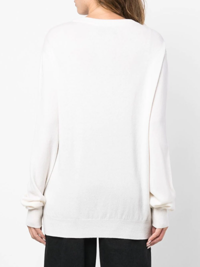 Philipp Plein Studded-skull Cashmere Pullover In Neutrals