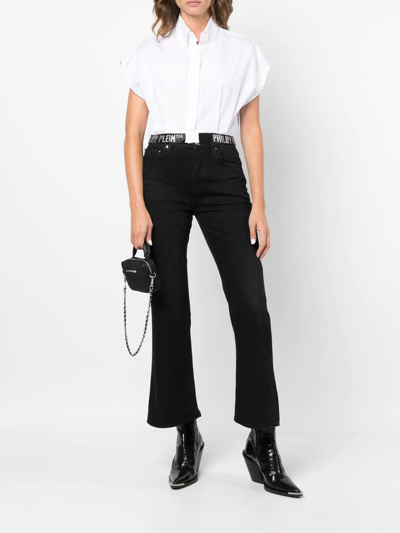 Philipp Plein Logo-embellished Cropped Shirt In White