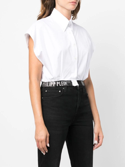 Philipp Plein Logo-embellished Cropped Shirt In White