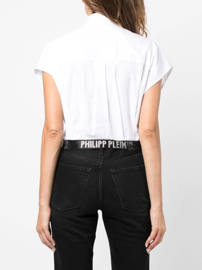 Philipp Plein Logo-embellished Cropped Shirt In White