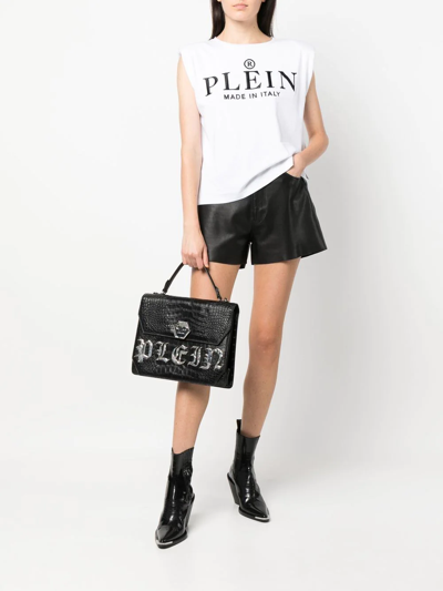 Shop Philipp Plein Gothic Plein Leather Tote Bag In Black