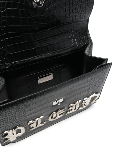 Shop Philipp Plein Gothic Plein Leather Tote Bag In Black