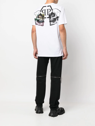 Philipp Plein Crystal-embellished Cotton T-shirt In White