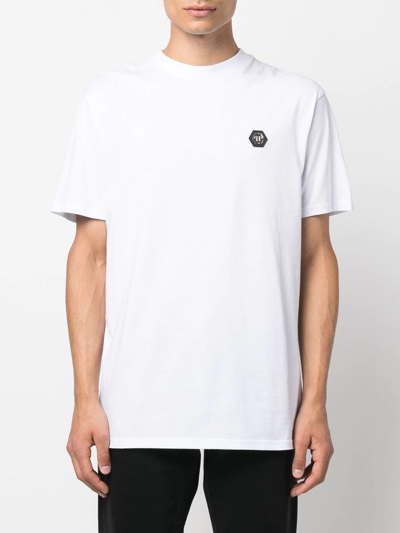 Shop Philipp Plein Logo-patch Cotton T-shirt In White