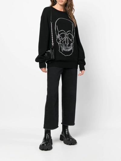 Shop Philipp Plein Studded-skull Cashmere Pullover In Black
