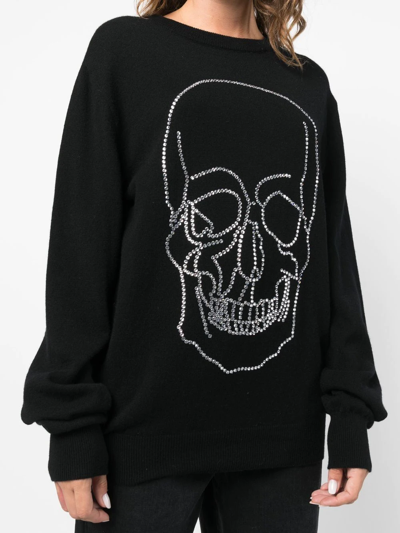 Shop Philipp Plein Studded-skull Cashmere Pullover In Black