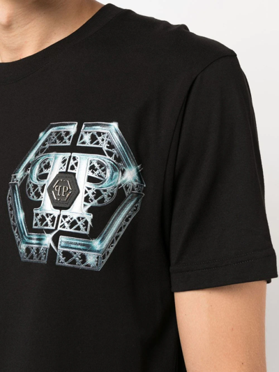 Shop Philipp Plein Lil Shark Monsters Cotton T-shirt In Black