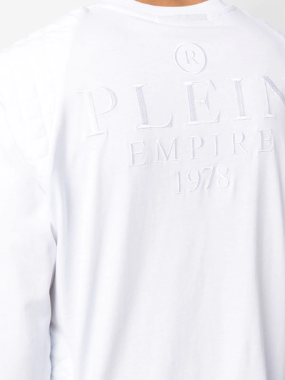 Shop Philipp Plein Logo Print Long-sleeve T-shirt In White