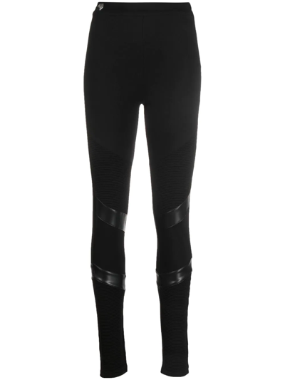 Shop Philipp Plein Super High-waisted Denim-leggings In Black