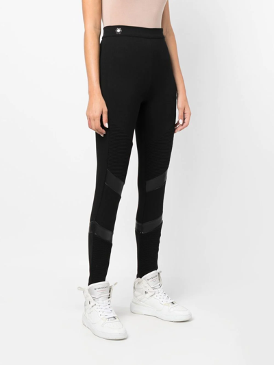 Shop Philipp Plein Super High-waisted Denim-leggings In Black