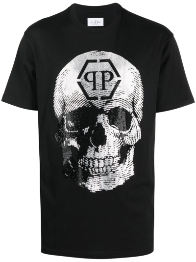 Shop Philipp Plein Ss Skull Print T-shirt In Black