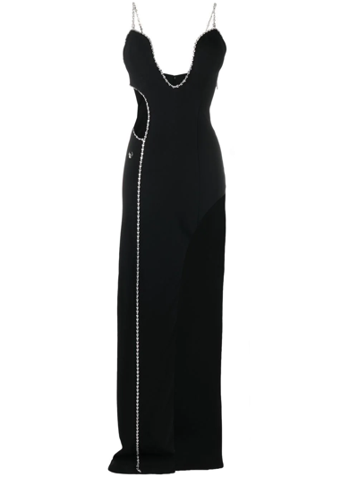 Shop Philipp Plein Embellished Sleeveless Maxi Dress In Black