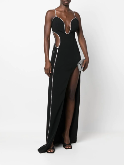 Shop Philipp Plein Embellished Sleeveless Maxi Dress In Black