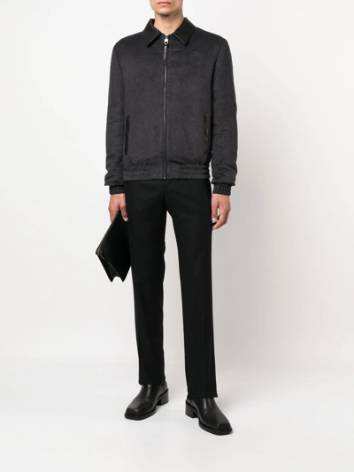 Shop Billionaire Crest-print Silk Bomber Jacket In Grey