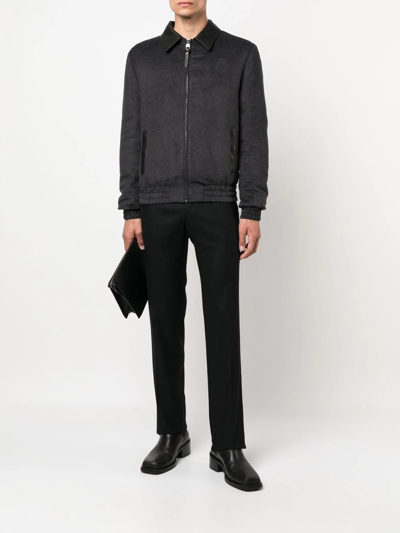 Billionaire Crest-print Silk Bomber Jacket In Grey