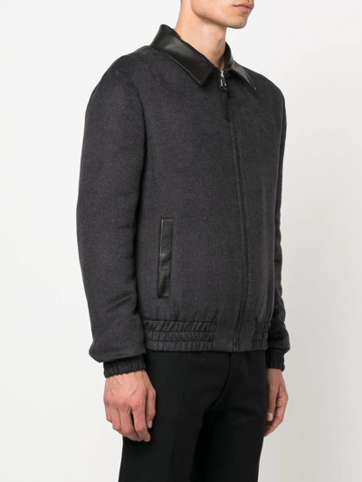 Billionaire Crest-print Silk Bomber Jacket In Grey