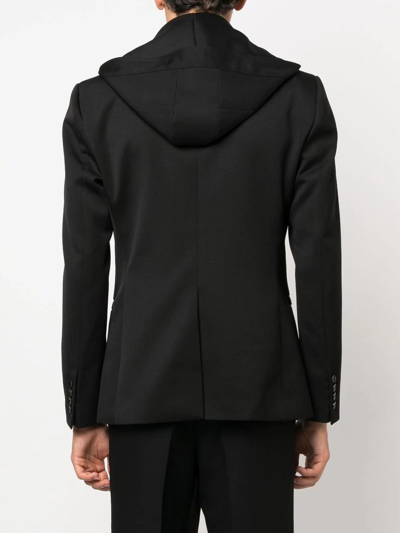 Billionaire Embroidered-crest Hooded Blazer In Black