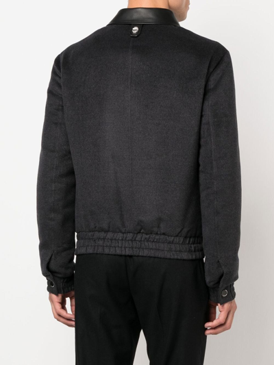 Billionaire Crest-print Silk Bomber Jacket In Grey