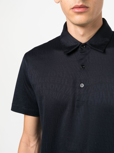 Billionaire Plain Button-placket Polo Shirt In Blue