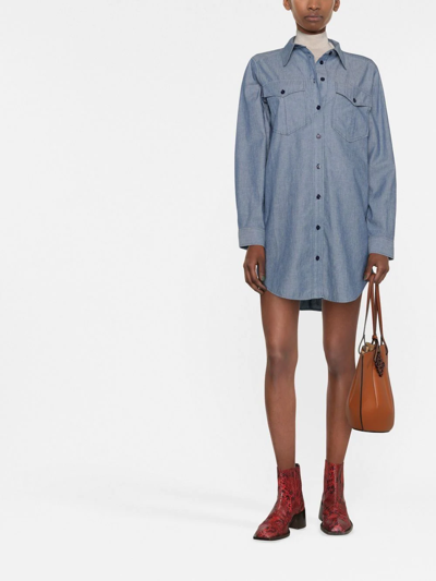 Shop Isabel Marant Bridget Chambray Buttoned Shirt Dress In Blau