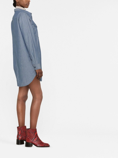 Shop Isabel Marant Bridget Chambray Buttoned Shirt Dress In Blau