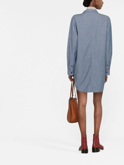 Shop Isabel Marant Bridget Chambray Buttoned Shirt Dress In Blau