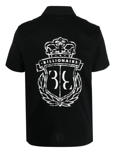 Shop Billionaire Logo-print Short-sleeve Polo Shirt In Schwarz