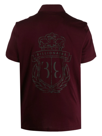 Shop Billionaire Logo-print Cotton Polo Shirt In Purple