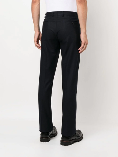 Shop Billionaire Slim-fit Wool Trousers In Black