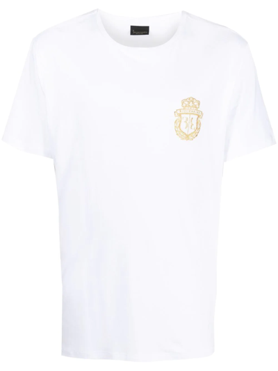 Shop Billionaire Crest-motif Short-sleeved T-shirt In White