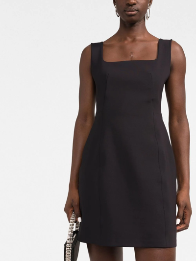 Shop There Was One Square-neck Sleeveless Mini Dress In Black