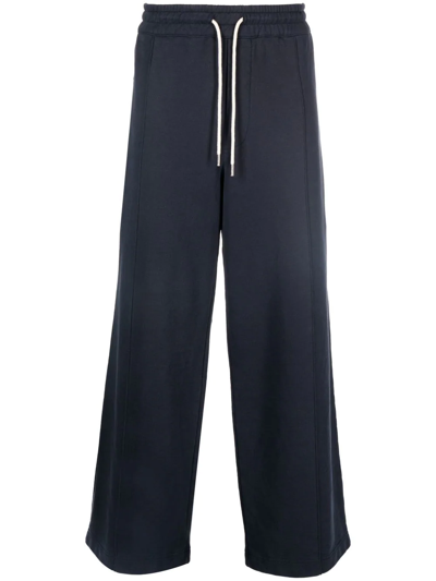 Shop There Was One Drawstring-waist Organic Cotton Track Pants In Blue