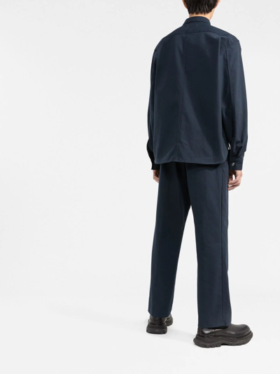 Shop There Was One Wide-leg Organic Cotton Trousers In Blue