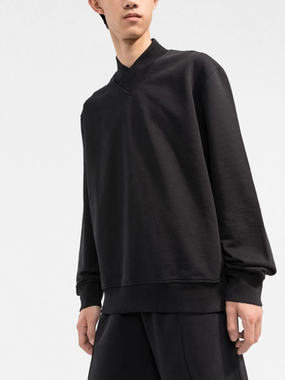 Shop There Was One V-neck Organic Cotton Sweatshirt In Black