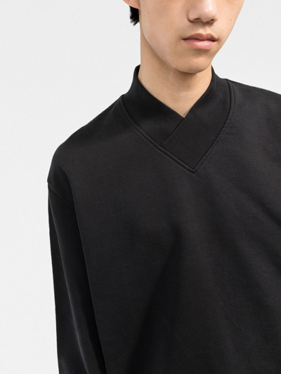 Shop There Was One V-neck Organic Cotton Sweatshirt In Black