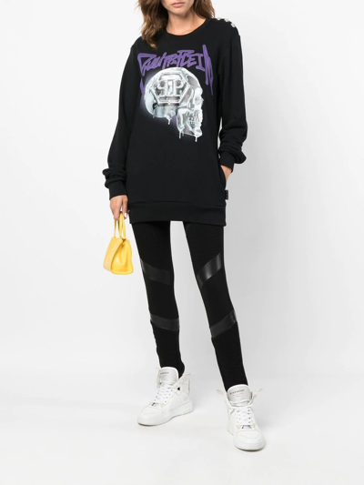 Philipp Plein Oversize Skull Crewneck Sweatshirt In Black