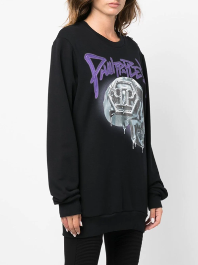 Philipp Plein Oversize Skull Crewneck Sweatshirt In Black