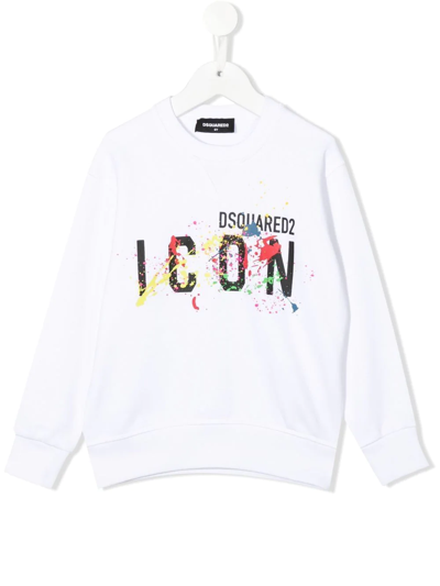 Shop Dsquared2 Icon Splatter-print Sweatshirt In Weiss