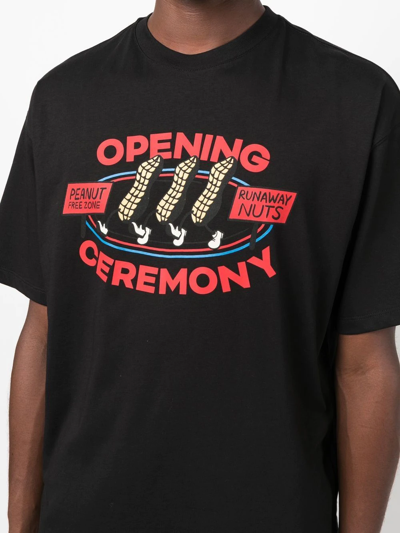 Shop Opening Ceremony Peanuts Logo Cotton T-shirt In Schwarz