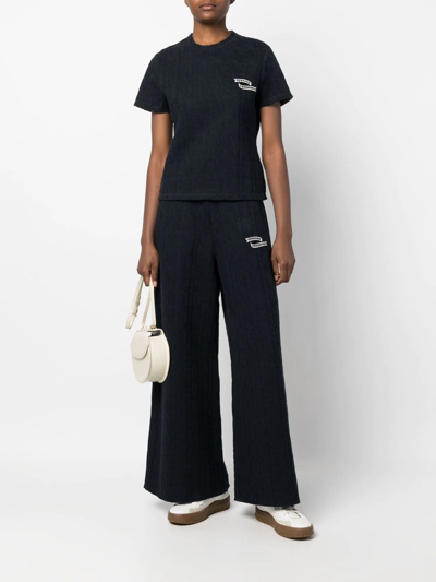 Opening Ceremony Embroidered Logo Cable-knit T-shirt In Blau