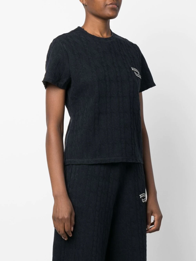 Shop Opening Ceremony Embroidered Logo Cable-knit T-shirt In Blau