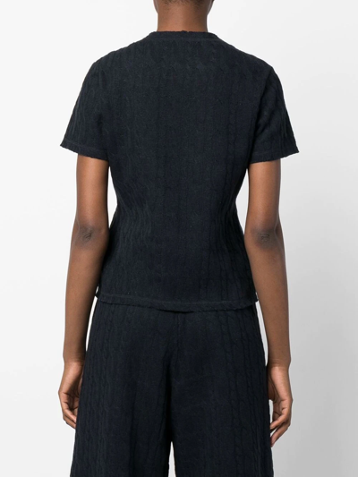Opening Ceremony Embroidered Logo Cable-knit T-shirt In Blau