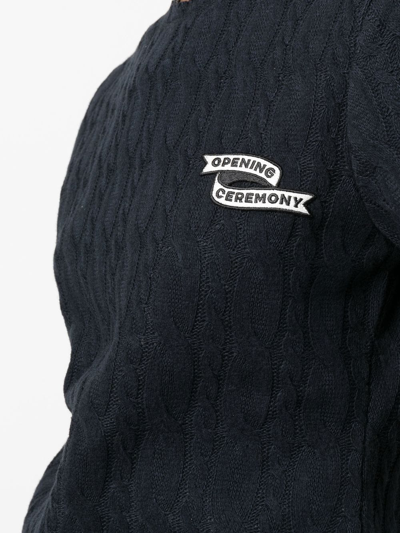 Opening Ceremony Embroidered Logo Cable-knit T-shirt In Blau