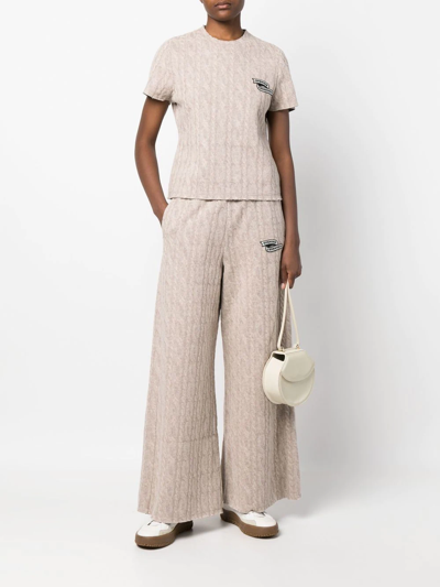 Shop Opening Ceremony Embroidered Logo Cable-knit Top In Nude