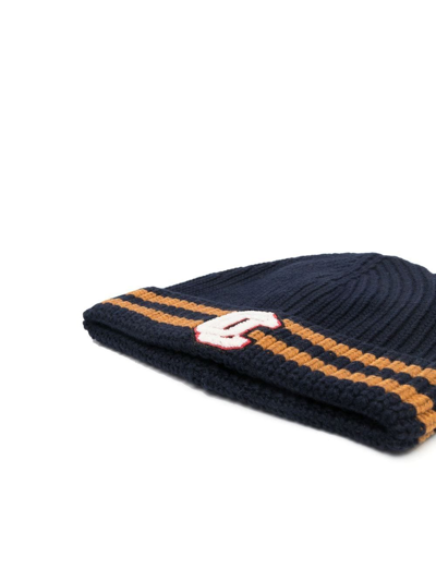 Shop Opening Ceremony Logo-patch Knitted Beanie In Blau
