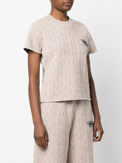 Shop Opening Ceremony Embroidered Logo Cable-knit Top In Nude