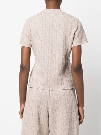 Shop Opening Ceremony Embroidered Logo Cable-knit Top In Nude