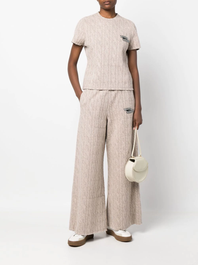 Opening Ceremony Logo-embroidered Cable-knit Trousers In Nude