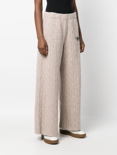 Shop Opening Ceremony Logo-embroidered Cable-knit Trousers In Nude